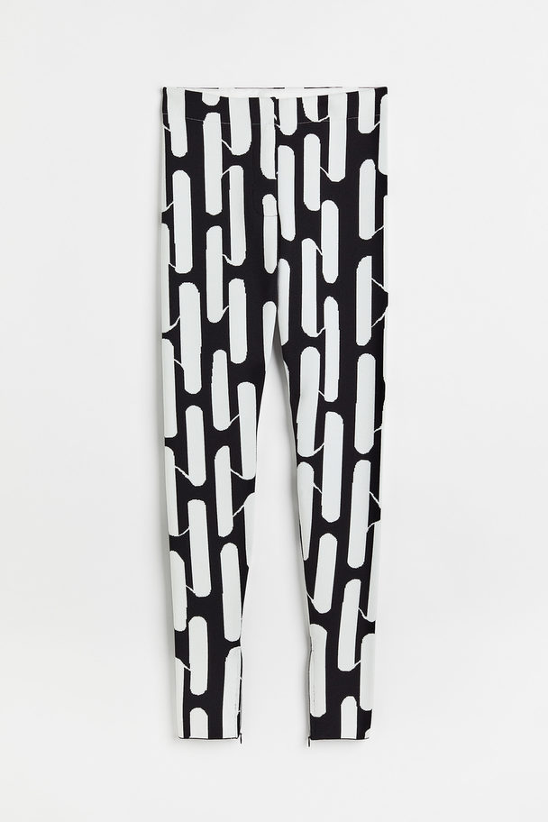 H&M Jacquard-knit Treggings Black/patterned