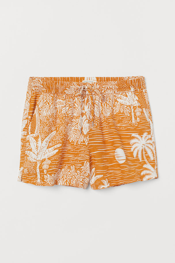 H&M Shorts aus Leinenmischung Terracotta/Landschaft