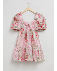Babydoll-Kleid mit U-Stab-Detail Rosa Blumenprint