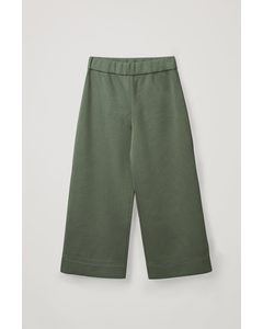 Wide-leg Scuba Trousers Khaki Green
