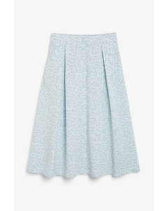 Button-up Midi Skirt Blue Floral Print