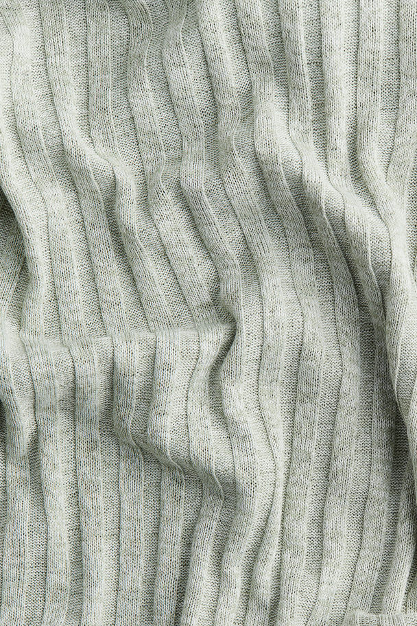 H&M Rib-knit Dress Pale Green Marl