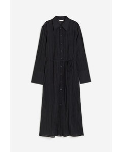 Tie-belt Shirt Dress Black