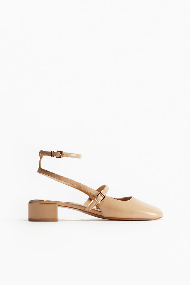 H&M Ankle-strap Court Shoes Beige