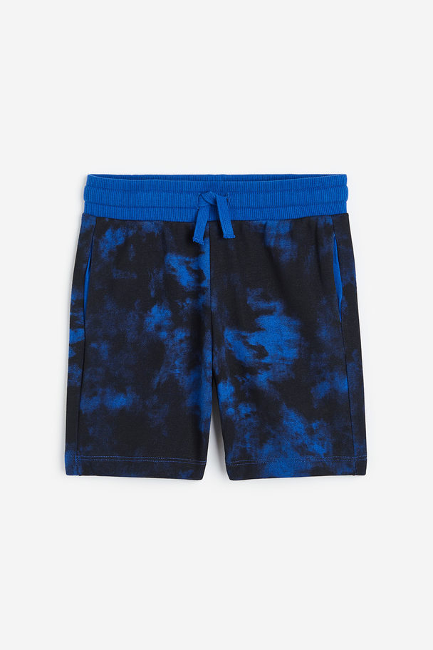 H&M Sweatshorts Klarblå/batikkmønstret