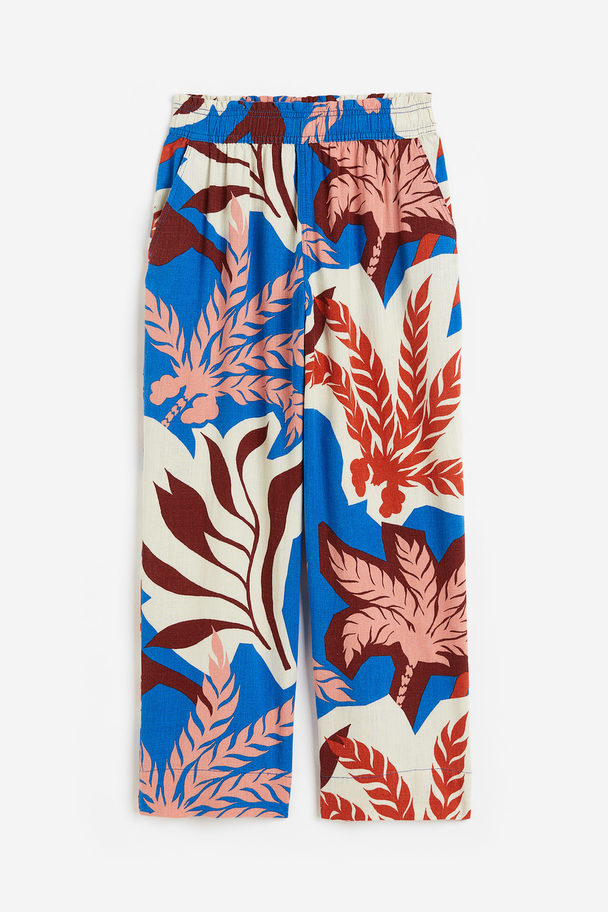 H&M Paper Bag Trousers Blue/palm Trees