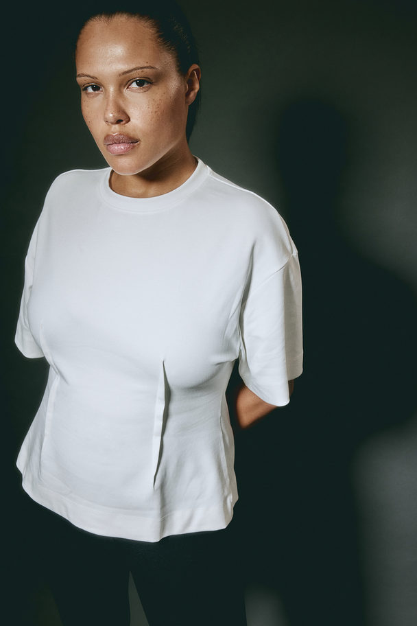H&M Tapered-waist T-shirt White