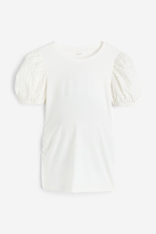 H&M Mama Puff-sleeved Top White