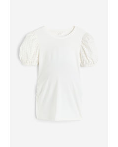 Mama Puff-sleeved Top White