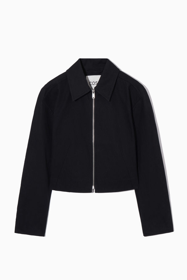 COS Cropped Waisted Jacket Navy