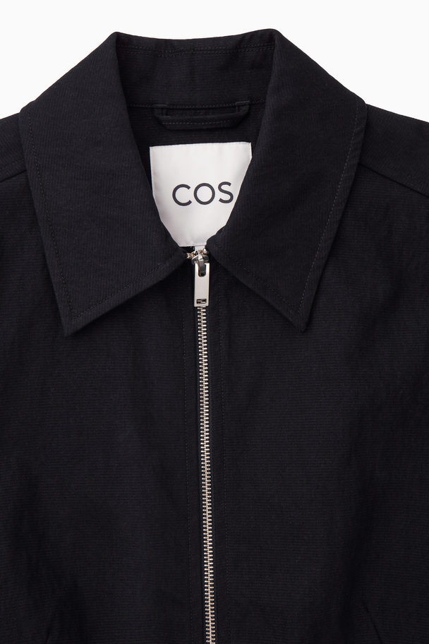 COS Cropped Waisted Jacket Navy