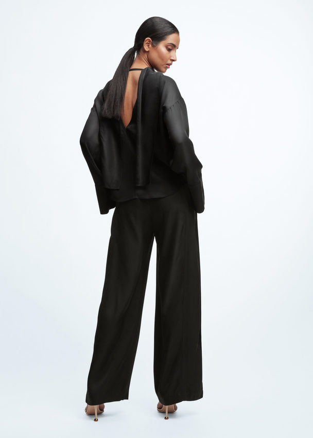 & Other Stories Straight High-waist Trousers Black