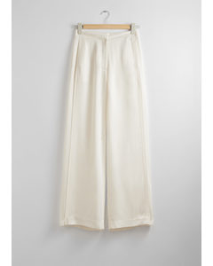 Straight High-waist Trousers White