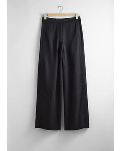 Straight High-waist Trousers Black