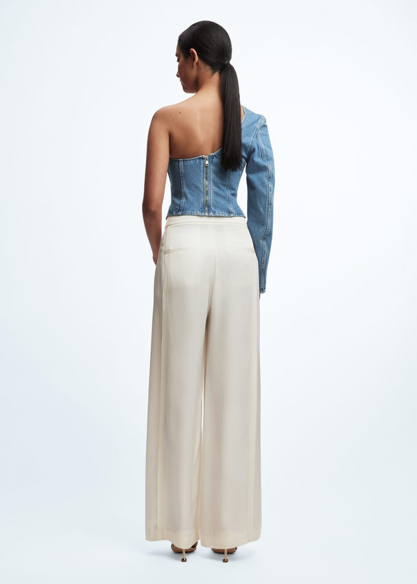 & Other Stories Straight High-waist Trousers White