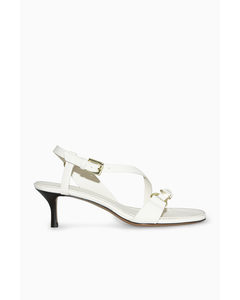Buckled Strappy Heeled Sandals White