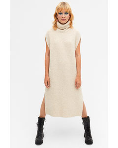 Sleeveless Knitted Dress Beige Melange