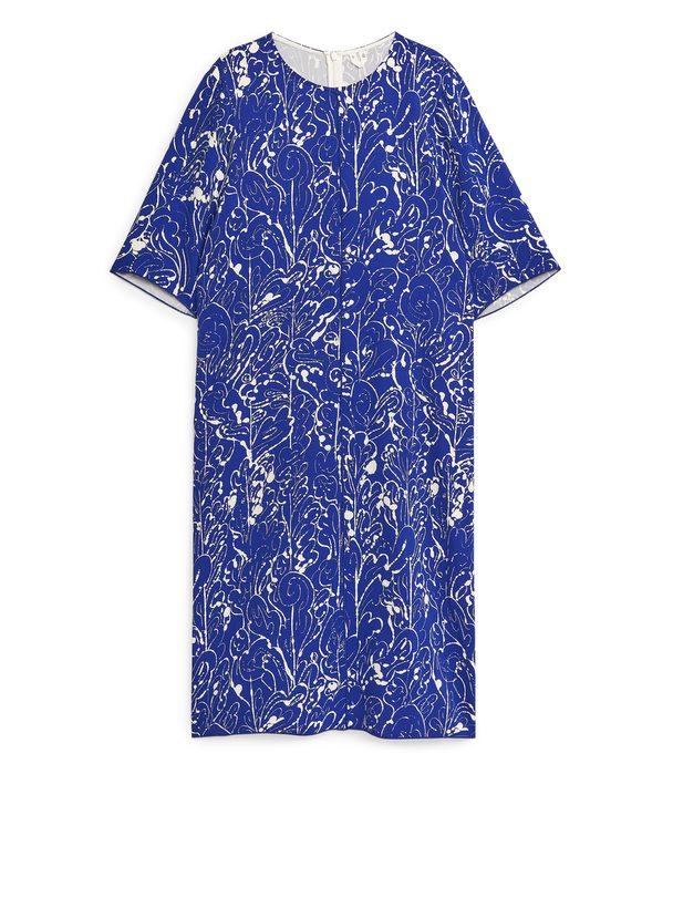 ARKET Printed Dress Blue/off White