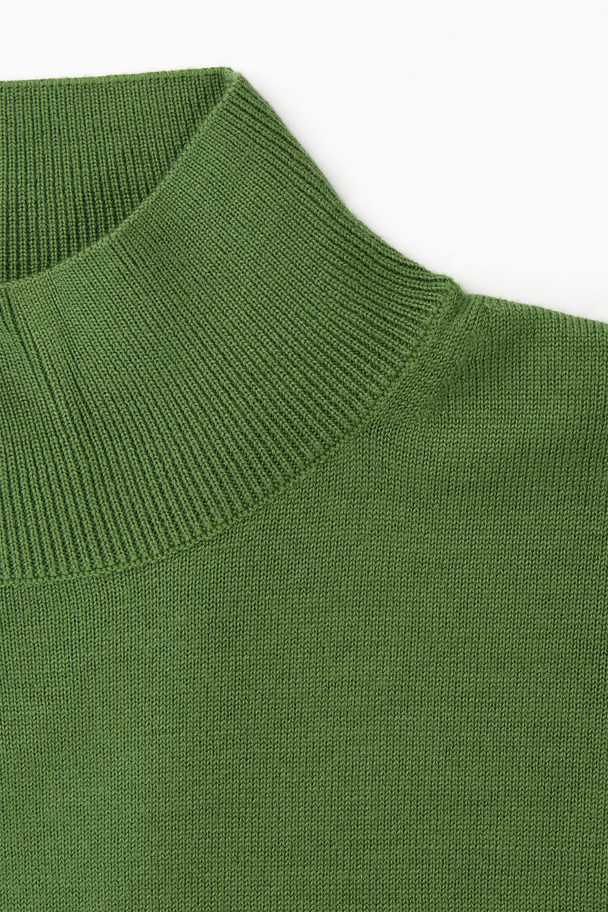 COS Lightweight Merino-wool Turtleneck Dress Green