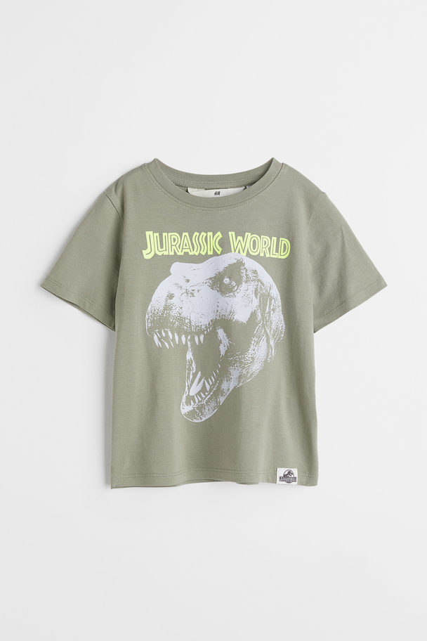 H&M Printed T-shirt Khaki Green/jurassic World