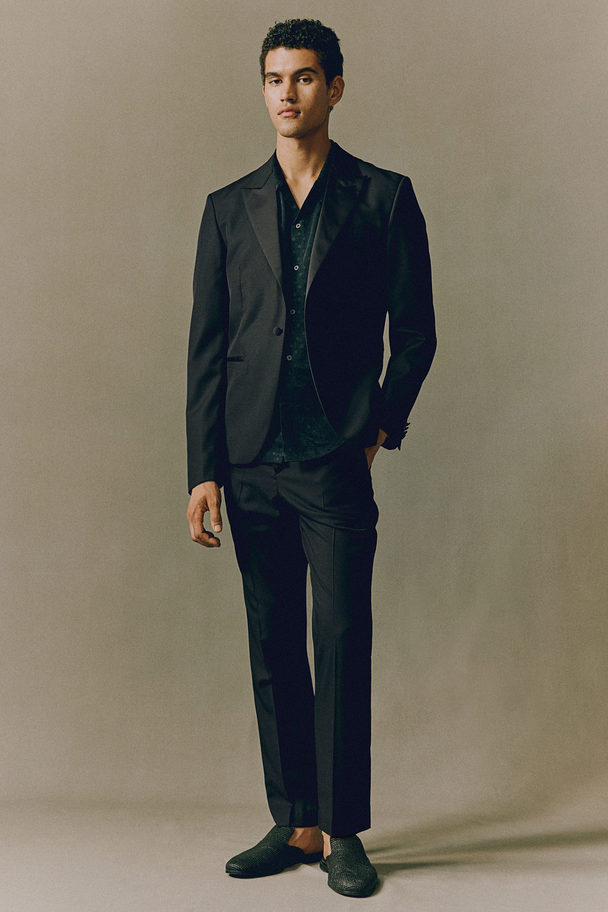 H&M Slim Fit Single-breasted Tuxedo Jacket Black