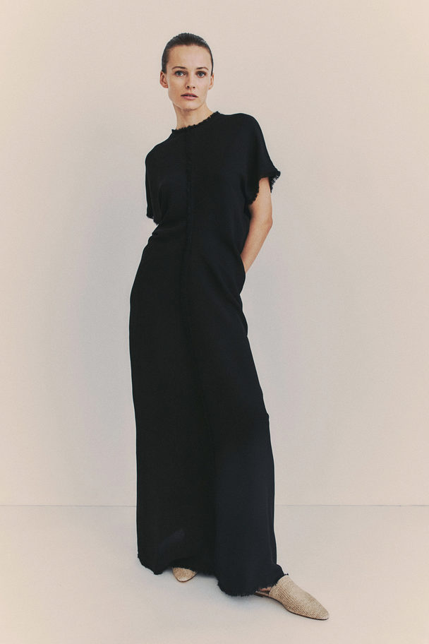 H&M Silk-blend Maxi Dress Black