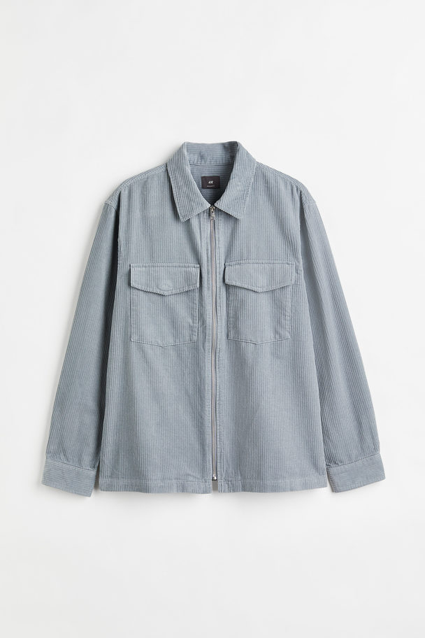 H&M Corduroy Overshirt Light Blue-grey