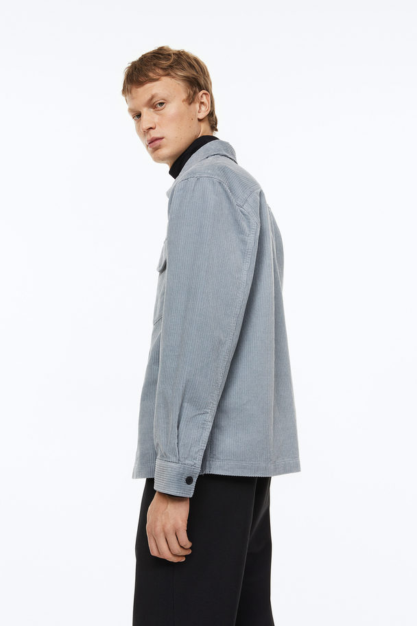 H&M Corduroy Overshirt Light Blue-grey