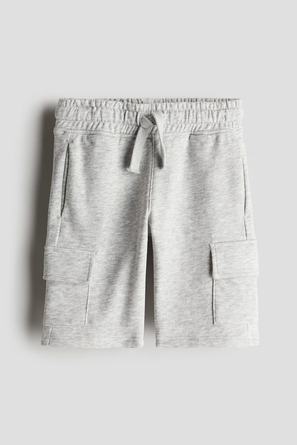 H&M Cargo Sweatshirt Shorts Light Grey Marl