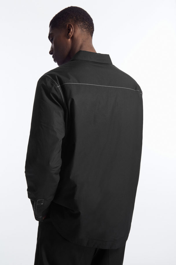 COS Contrast-stitch Padded Overshirt Black / White
