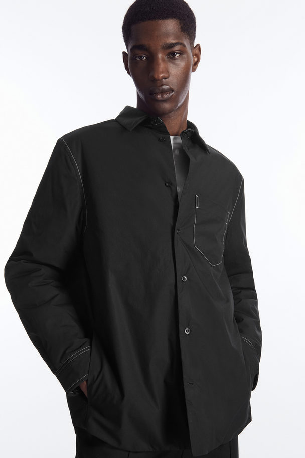 COS Contrast-stitch Padded Overshirt Black / White
