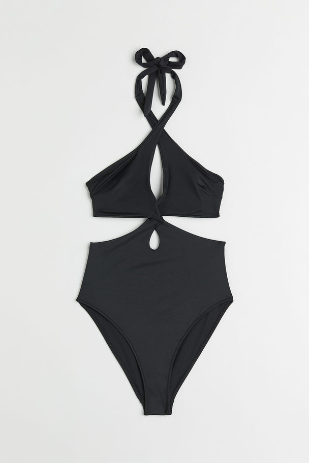 H&M High-leg Halterneck Swimsuit Black