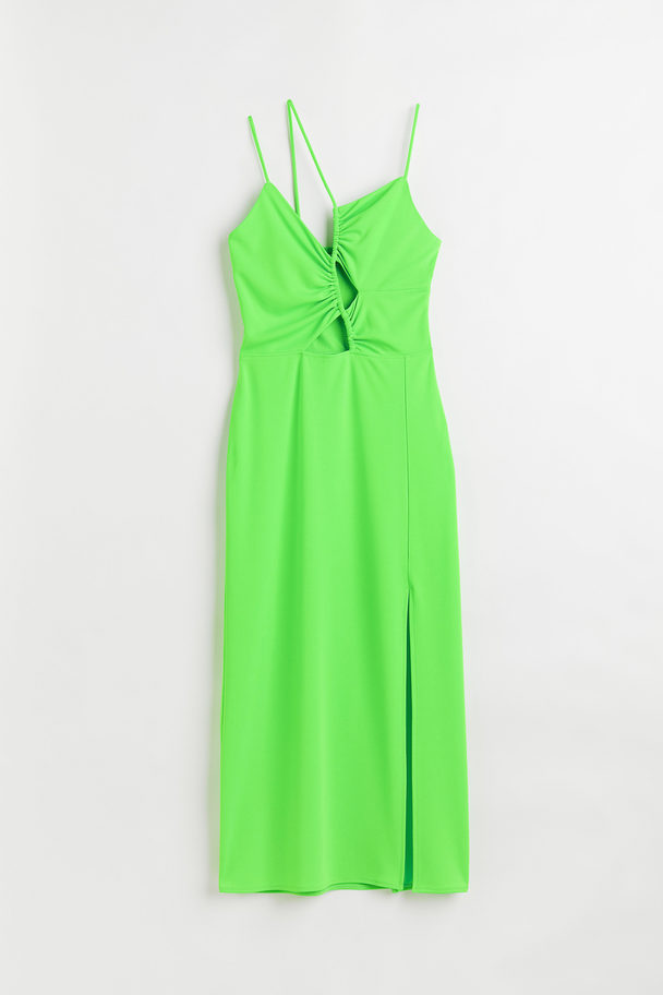 H&M Asymmetrisk Kjole Med Utskåret Parti Limegrønn