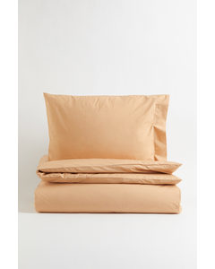 Baumwollperkal-Bettwäsche fürs Einzelbett Beige