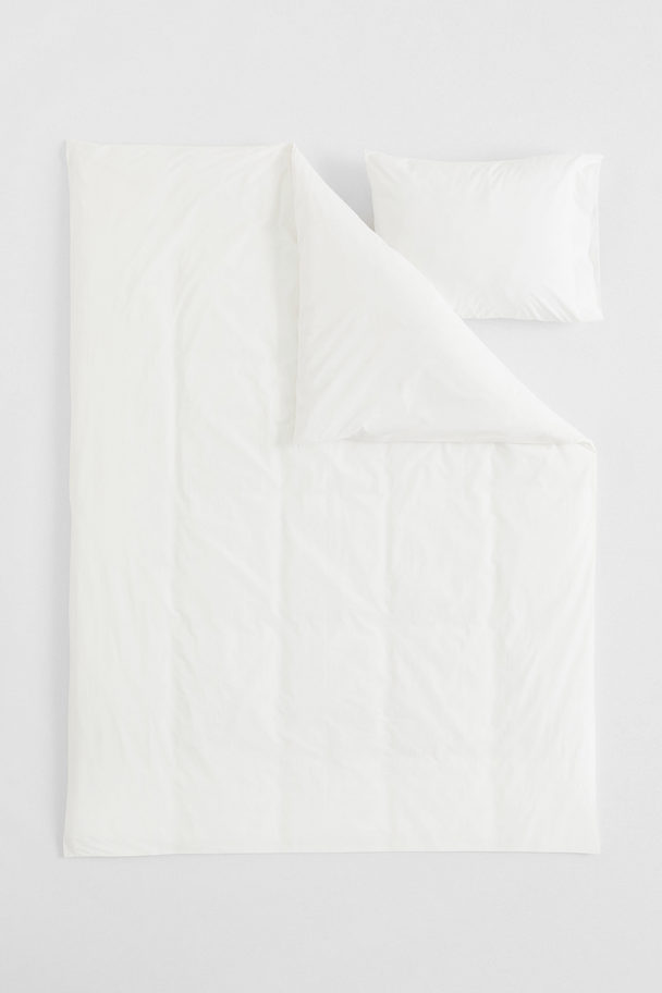 H&M HOME Cotton Percale Single Duvet Cover Set White