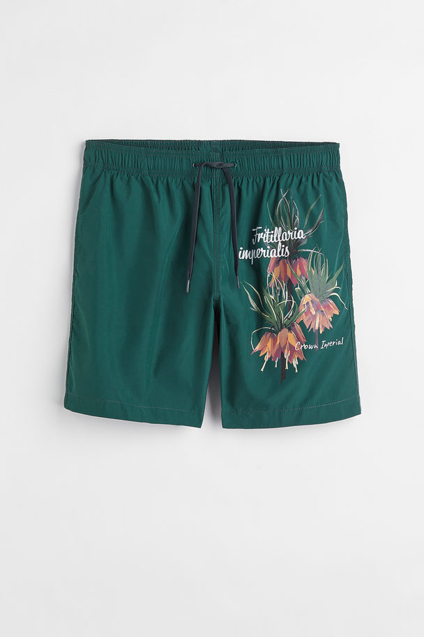 H&M Patterned Swim Shorts Dark Turquoise/crown Imperial
