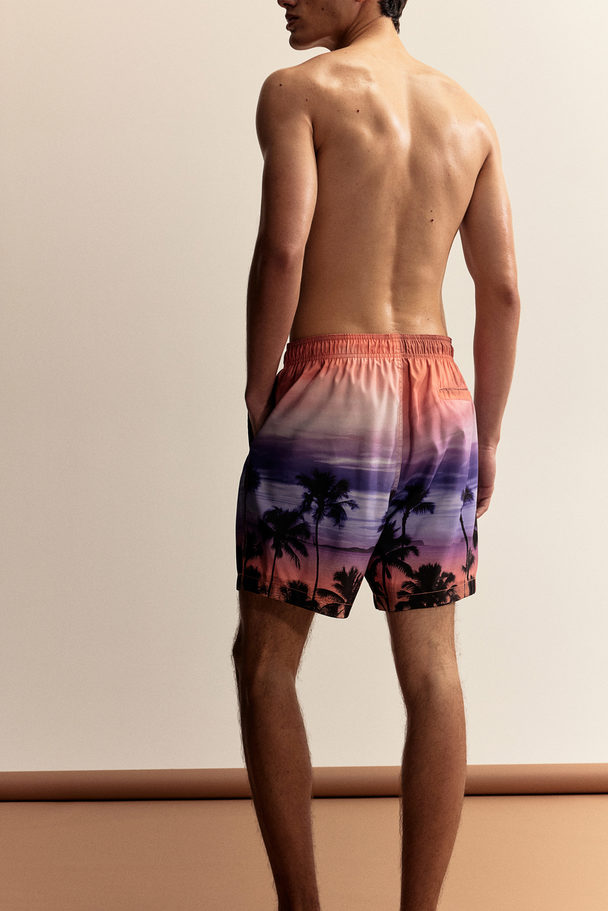 H&M Zwemshort Met Dessin Oranje/palmbomen