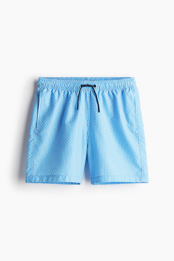 H&M Gemusterte Badeshorts Hellblau/Gemustert