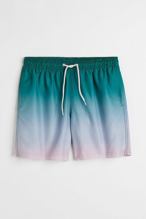 H&M Patterned Swim Shorts Dark Turquoise/ombre