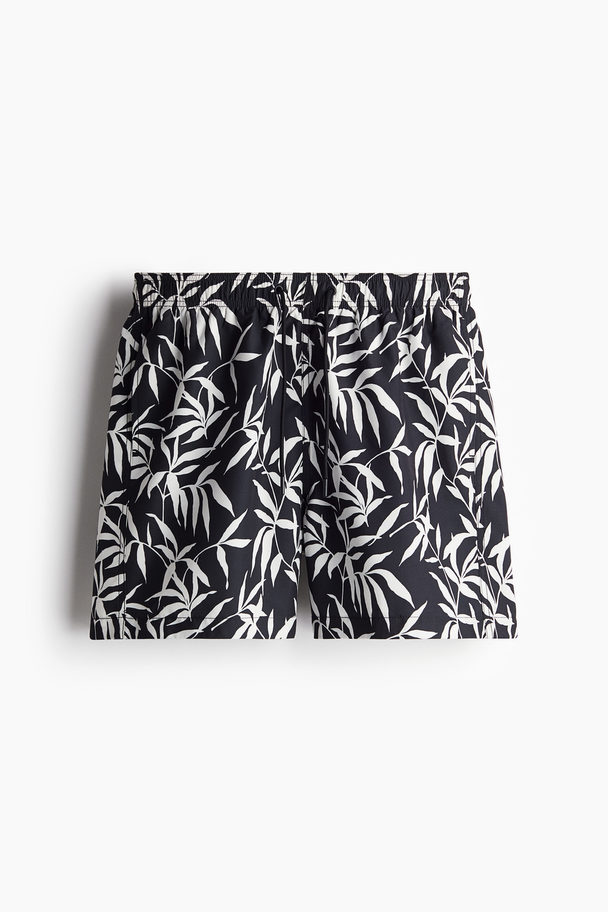 H&M Zwemshort Met Dessin Zwart/bladdessin