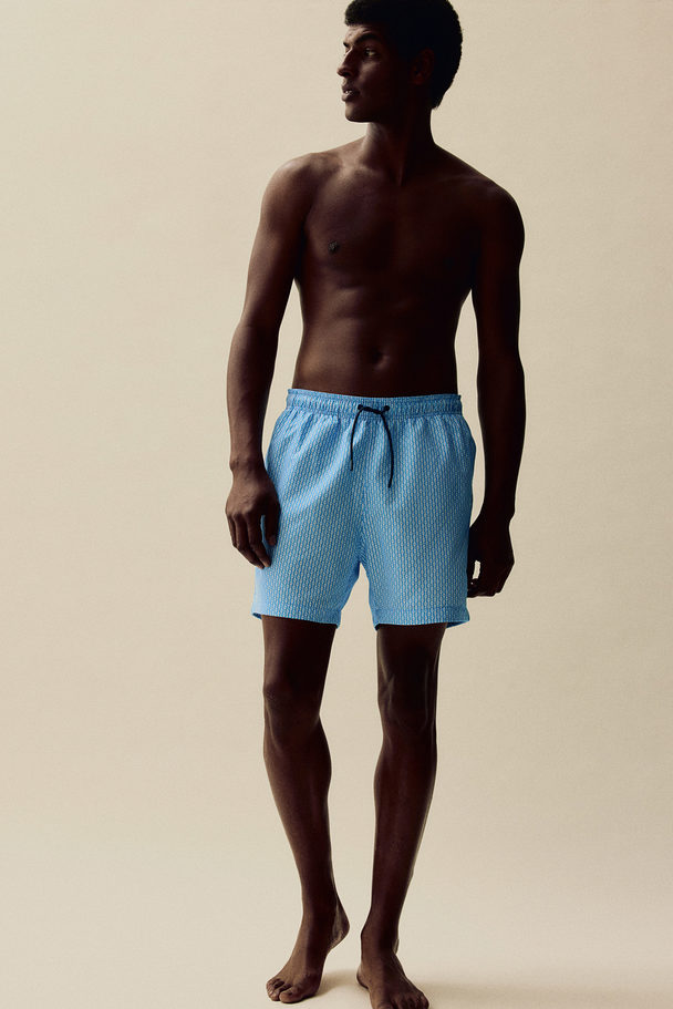 H&M Gemusterte Badeshorts Hellblau/Gemustert