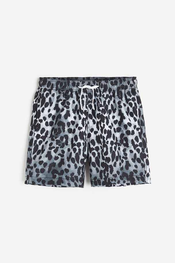 H&M Gemusterte Badeshorts Blau/Leopardenmuster