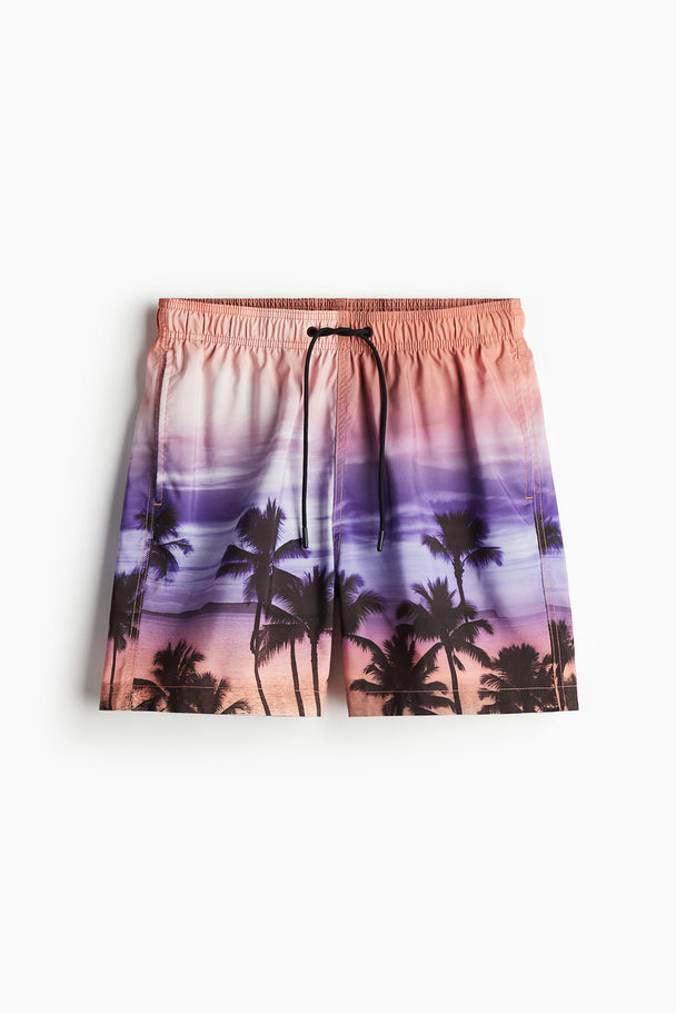 H&M Zwemshort Met Dessin Oranje/palmbomen