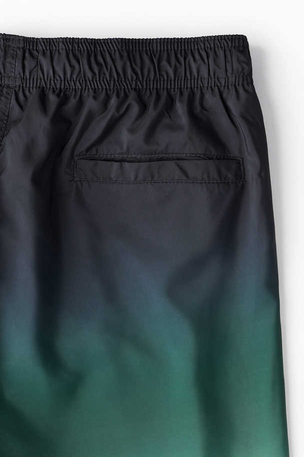 H&M Gemusterte Badeshorts Dunkelgrün/Ombré