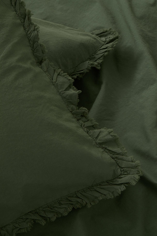 H&M HOME Bettwäsche mit Volant für Doppelbett Dunkelgrün