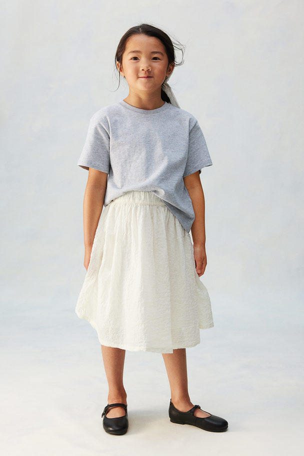 H&M Cotton Seersucker Skirt Cream