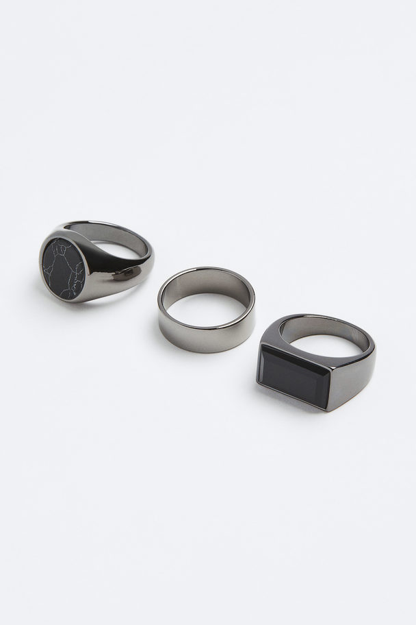 H&M 3er-Pack Ringe Steel Black