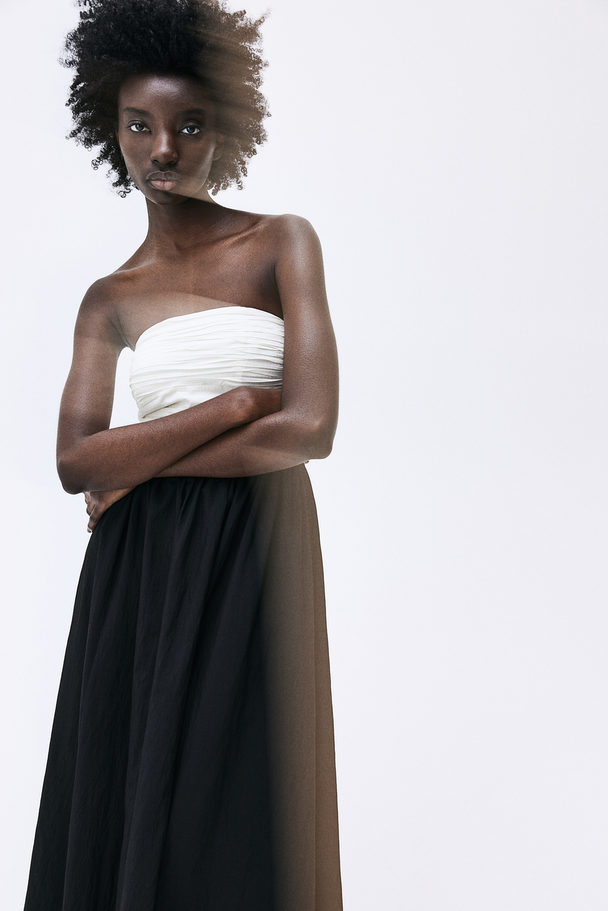 H&M Bandeau-Kleid Schwarz/Weiß