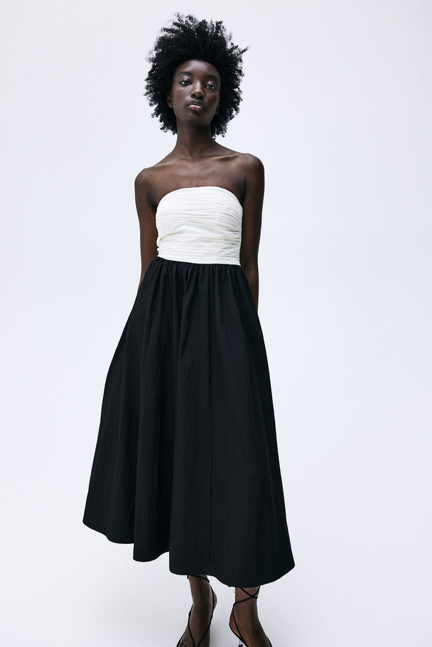 H&M Bandeau-Kleid Schwarz/Weiß