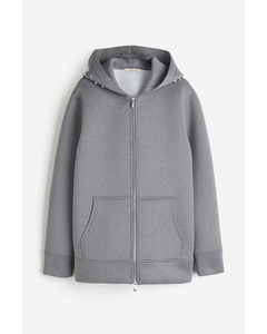 Hoodiejacke mit Perlenverzierung Grau